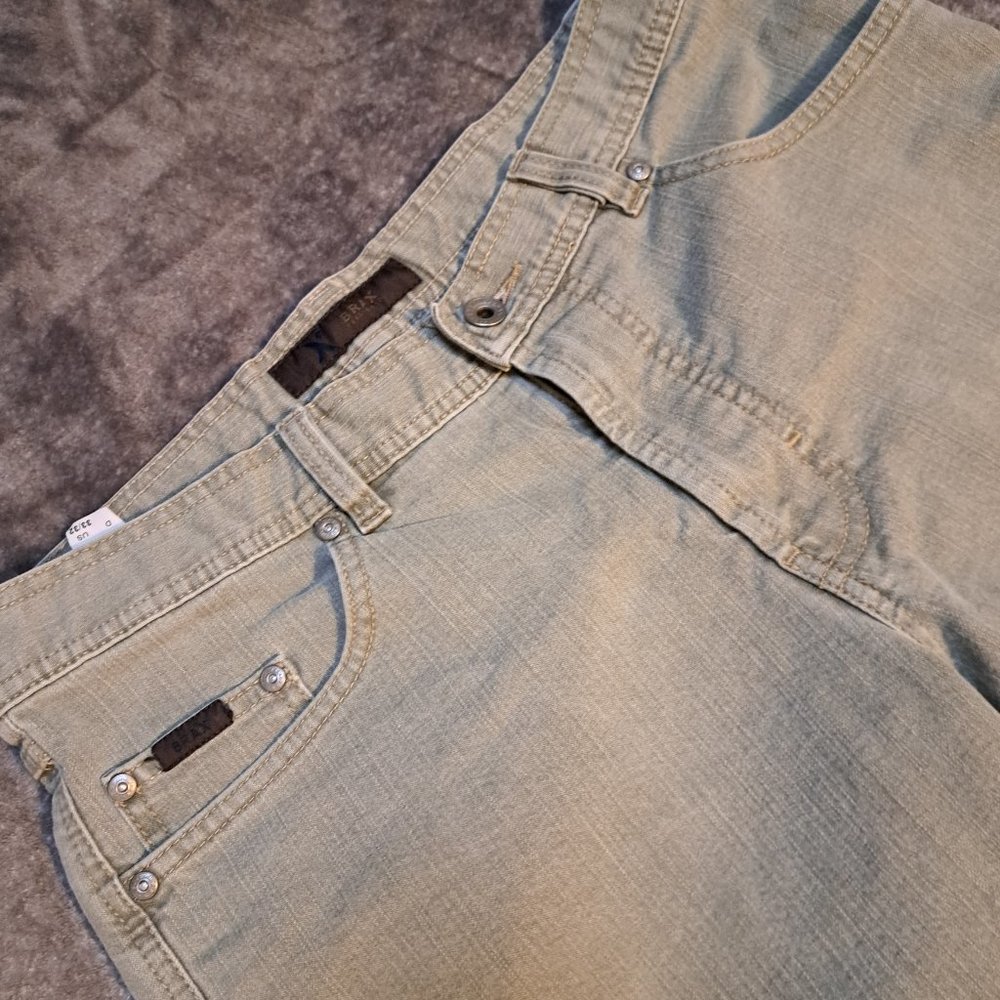BRAX Carlos Men's Khaki Green Jeans Pants Stretch Straight Size 33/30 (Tag)
